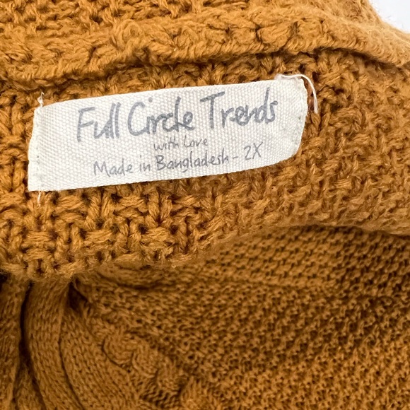 2X Full Circle Trends Sweater Mustard Yellow Brown Long Sleeve Top Plus Size - Picture 5 of 10